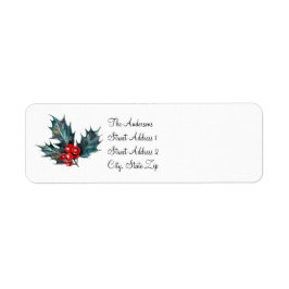 Etiqueta Vintage Holly Christmas Return Address Labs