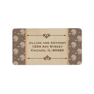 Etiqueta Vintage Hot Air Balloon Brown Address label