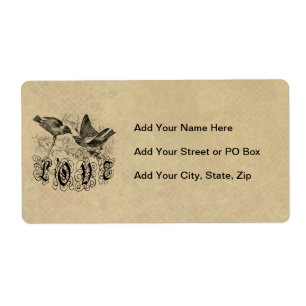 Etiqueta Vintage Love Birds Roupa e presentes