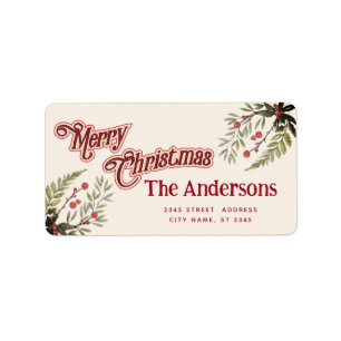 Etiqueta Vintage Merry Christmas botanly Label