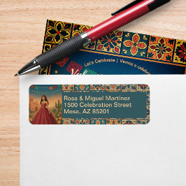 Etiqueta Vintage Mexicano Quinceañera Theme Return Address
