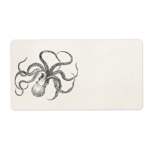 Etiqueta Vintage Octopus Modelo no papel antigo