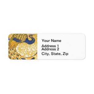 Etiqueta Vintage Peacock Poster Art Nouveau