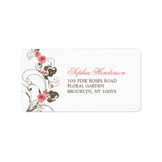 Etiqueta Vintage Pink Roses Fleur Endereço Labs
