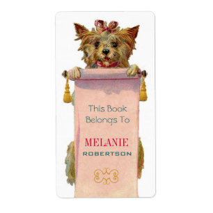 Etiqueta Vintage Puppy Bookplate