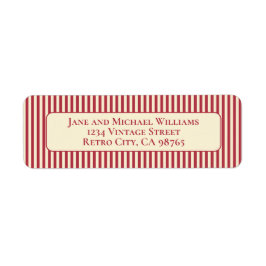 Etiqueta Vintage Red and Cream Simple Stripe Christmas