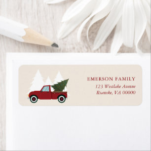 Etiqueta Vintage Red Truck Natal