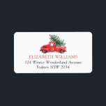 Etiqueta Vintage Red Truck with Christmas Fern Tree<br><div class="desc">These whimsical return address labels feature stylish illustration of watercolor red truck carrying a lush fern tree. Use the text fields to personalize the labels with your own wording and details.</div>