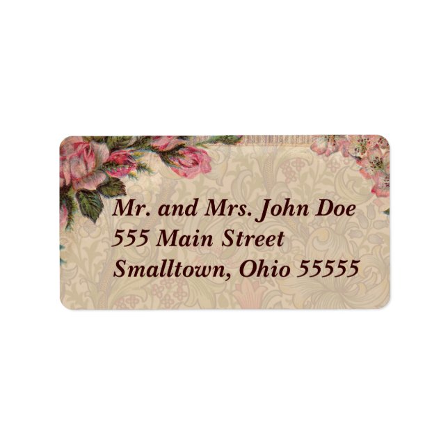 Etiqueta Vintage Romance Casal Antiquado Casamento de Rosas (Frente)