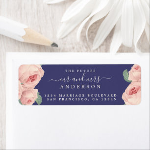 Etiqueta Vintage Rosa Future Sr. Wedding Endereço de Regre