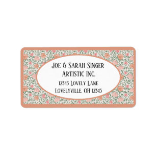 Etiqueta Vintage Rosas Rosa e Pêssego Perfeitos