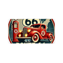 Vintage Route 66 Metal Tin Sign, classic retro car