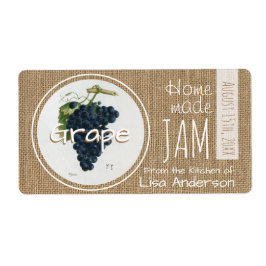 Etiqueta Vintage Rustic Grape Jam personalizado Rótulo H