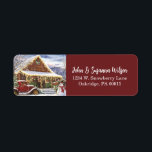 Etiqueta Vintage Rustic Winter Christmas Snowman Cena<br><div class="desc">Vintage feliz loja de férias,  caminhão e boneco de neve. Vestir os envelopes do cartão de feriado com essas etiquetas de endereço fofo.</div>