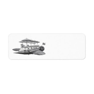Etiqueta Vintage Science Fiction Steampunk Airship Eclipse