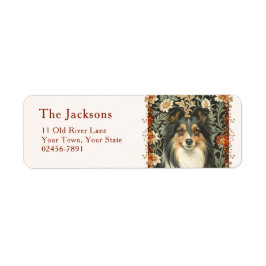 Etiqueta Vintage Shetland Sheepdog Sheltie Floral