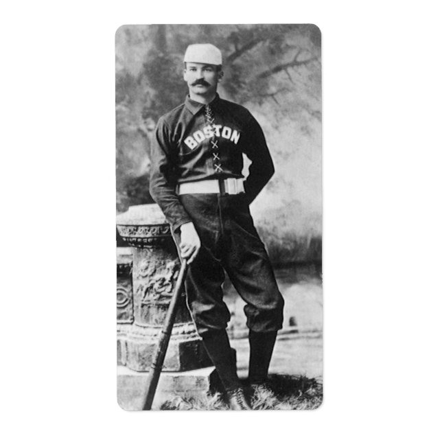 Etiqueta Vintage Sports Photo, jogador de beisebol em Bosto (Frente)