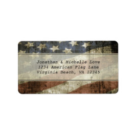 Etiqueta Vintage Style Patriotic American Flag Address