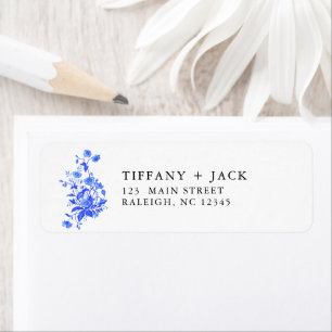 Etiqueta Vintage Toile Blue Floral Return Endereço
