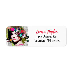 Etiqueta Vintage Victorian Lady Floral Paper Collage