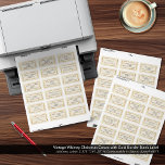Etiqueta Vintage Whimsy Christmas Cream Dourado Border Vazi<br><div class="desc">Crie uma bela apresentação para os seus cartões de Natal e presentes com estes rótulos elegantes. Estas maravilhosas etiquetas decorativas de adesivos apresentam uma borda creme que corresponde perfeitamente a todos os cartões de saudação, envelopes e acessórios da coleção "Verde e Dourada Elegância de Natal". Essas etiquetas de vazio são...</div>