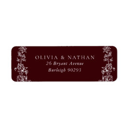 Etiqueta Vintage White Deep Burgundy Wedding Return Address