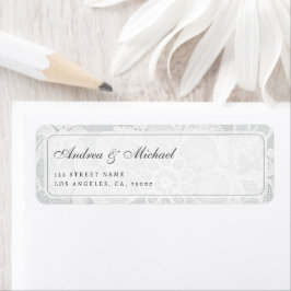 Etiqueta Vintage White Lace Wedding Address Label