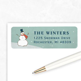 Etiqueta Vintage Winter Snowman Holiday Address