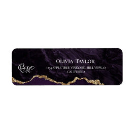Etiqueta Violeta e ouro de Agate de Casamento Roxo