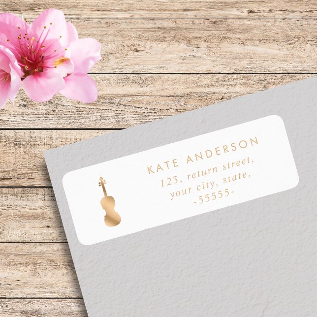 Etiqueta Violin Cello Elegant Music Teacher Modern White (Criador carregado)