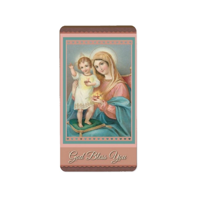 Etiqueta Virgem Católica Mary Child Jesus (Frente)