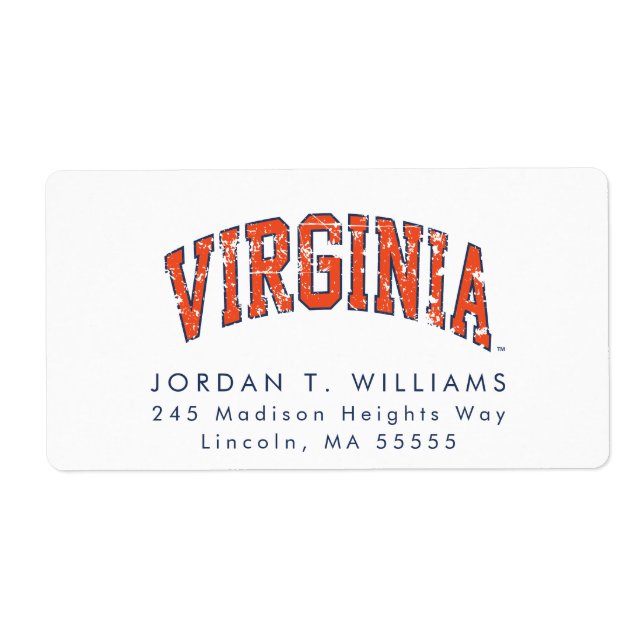 Etiqueta Virginia Wordmark Envelhecido (Frente)
