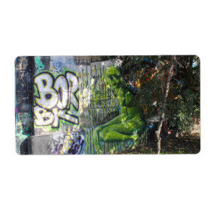 Etiqueta Visitante Verde Do Grafite Espacial Externo