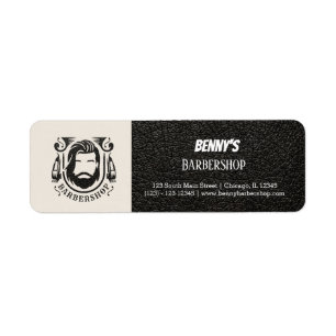 Etiqueta Vista de couro de barbearia