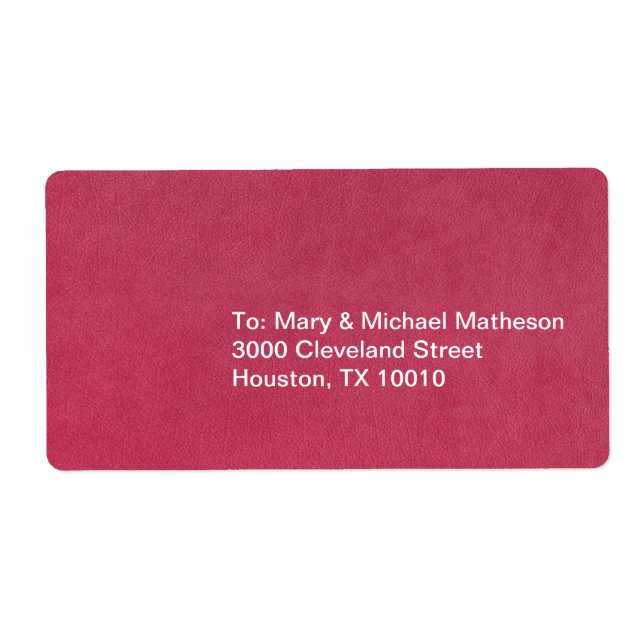 Etiqueta Vista de couro rosa (Frente)