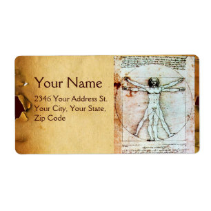 Etiqueta VITRUVIAN MAN , Antiquado BURACO Castanho