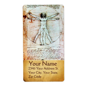 Etiqueta VITRUVIAN MAN , Antiquado BURACO Castanho