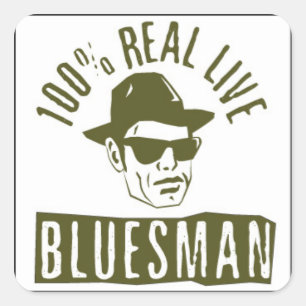 Etiqueta viva real do quadrado do Bluesman de 100%