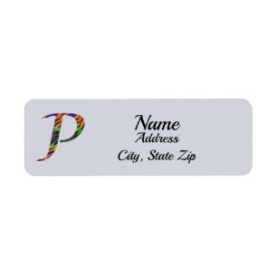 Etiqueta Vivid Tie-dye - Letra P Monograma inicial