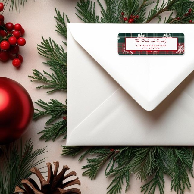 Etiqueta Volta de inverno de Férias de Neve Clássicas Elega (Elegant Classic Snowflakes Holiday winter return Label)