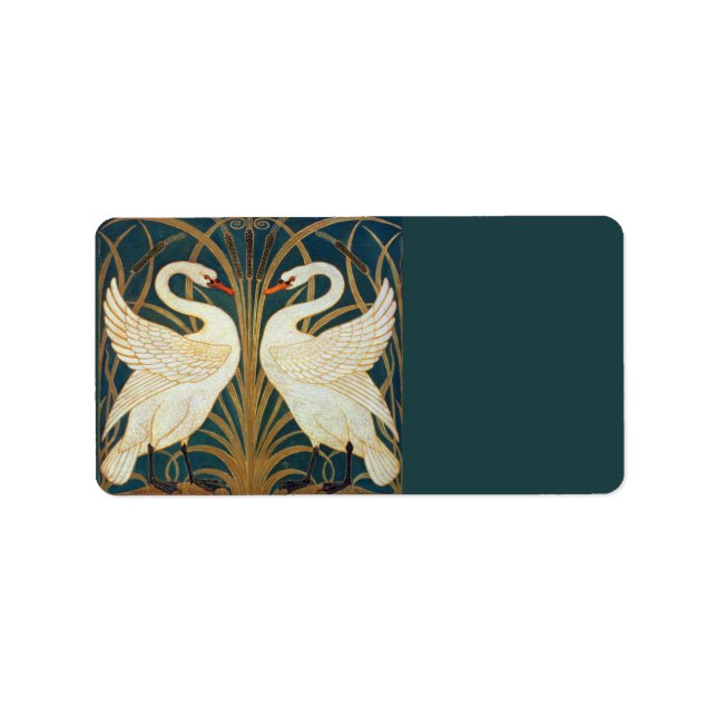 Etiqueta Walter Crane Swan, Rush E Iris Art Nouveau (Frente)