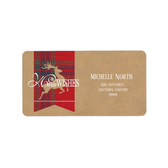 Etiqueta Warm Wish Kraft & Tartan Red ID589 (Frente)