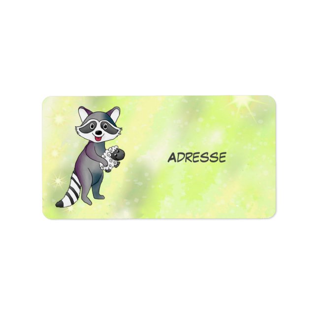 Etiqueta Waschbär mit Schaf Aufkleber (Frente)