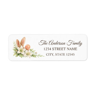 Etiqueta Watercolor Bunny Ears Floral Easter Return Labels