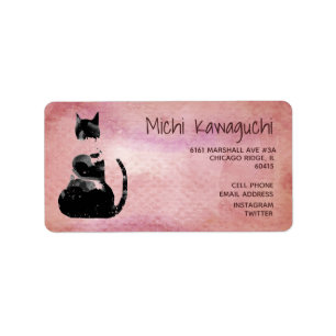 Etiqueta Watercolor Cat Address Instagram Devolução do Tw