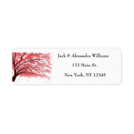 Etiqueta Watercolor Cherry floresce Pink Return Address