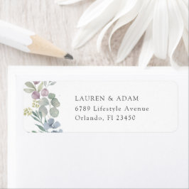 Etiqueta Watercolor Dusty Blue Wedding Address Label