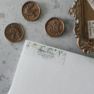 Etiqueta Watercolor Eucalyptus Greenery Return Address 