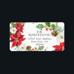 Etiqueta Watercolor Floral Christmas Floral n Foliage<br><div class="desc">Etiquetas de endereço de cartão de Natal,  maiores que são ideais para a parte de trás da decoração do cartão. Pintou a aquarela tradicional floral e folhagem de Natal para um estilo eterno,  clássico mas moderno. Copyright,  Audrey Jeanne Roberts,  todos os direitos reservados.</div>