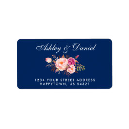 Etiqueta Watercolor Floral Cor-de-Rosa Esbranquiçada Blue C